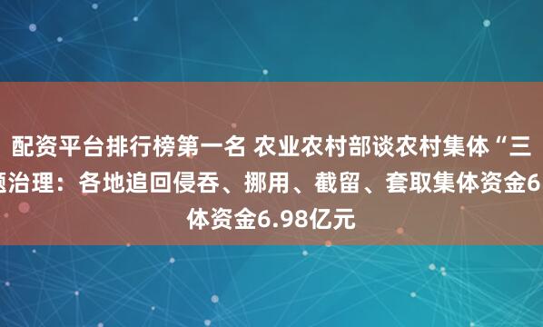 配资平台排行榜第一名 农业农村部谈农村集体“三资”问题治理：各地追回侵吞、挪用、截留、套取集体资金6.98亿元
